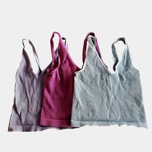Nikibiki Ribbed Tank Top Set of 3 Stretch Seamless Cami Bundle